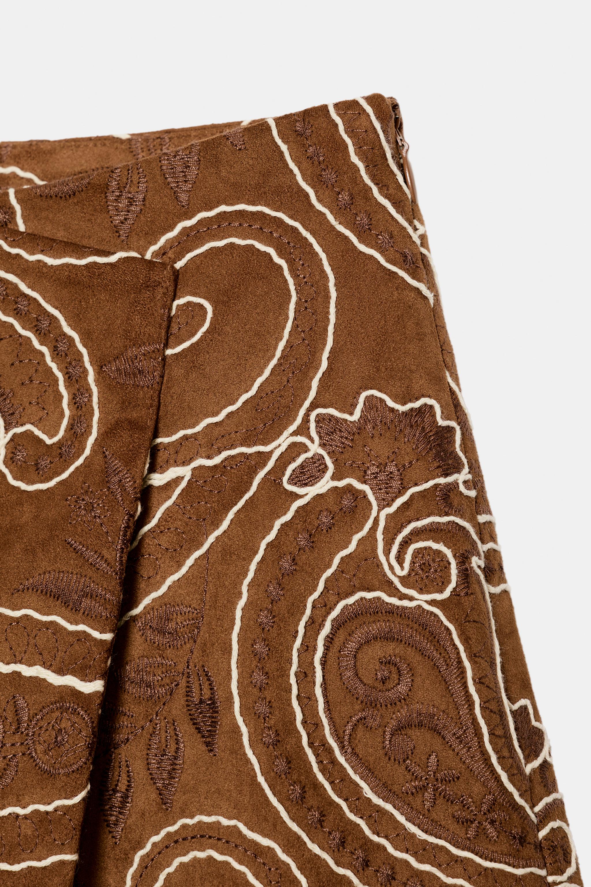 JUPE-PANTALON BRODÉE EFFET DAIM